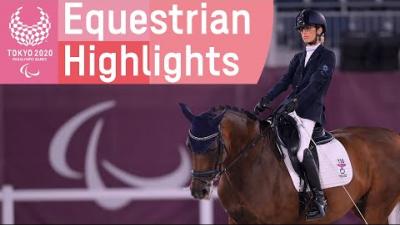 Video Thumbnail with a female Para equestrian athlete and text "Tokyo 2020 Paralympic Games equestrian Highlights".