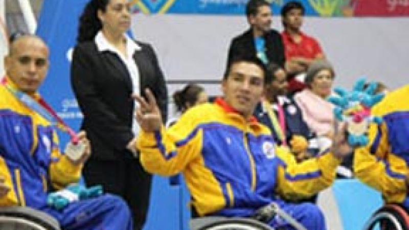 Wheelchair Basketball Colombia Three Colombian players during the Guadalajara 2011 Parapan American Games