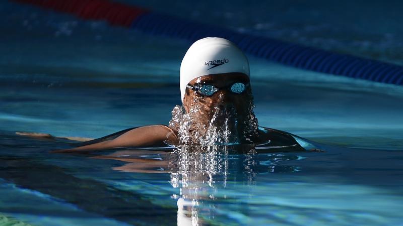 Sharath Gayakwad - 2013 IPC Swimming World Championships Head of Indian para-swimmer Sharath Gayakwad above the water during the 2013 IPC Swimming World Championships