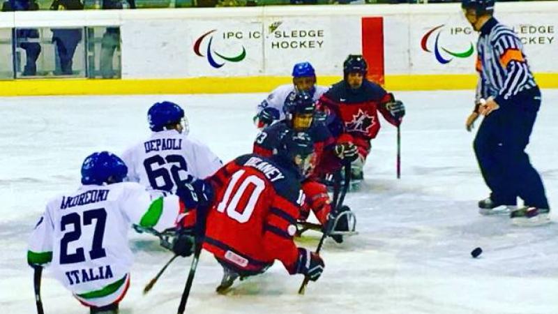 Torino International Tournament 2017 - Italy v Canada Para ice hockey players on the ice