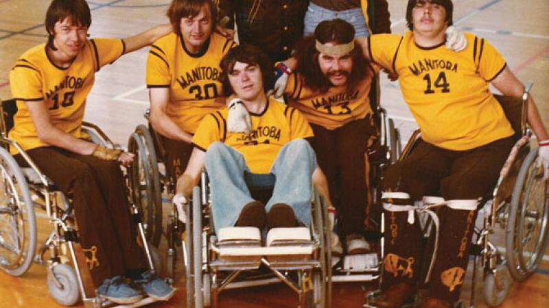 Duncan Campbell - wheelchair rugby Duncan Campbell (centre) with fellow wheelchair rugby founders