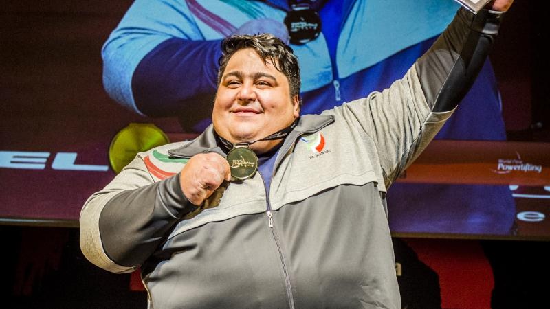 Siamand Rahman - Iran - Powerlifting - Kitakyushu 2018 Siamand Rahman celebrates after winning gold at the 2018 Asia-Oceania Open Championships