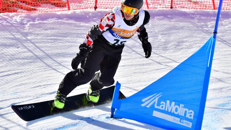 Bruno Bosnjak - Croatia - La Molina 2019 World Para Snowboard World Cup A Para snowboarder competing
