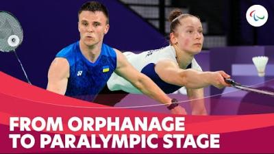 Video thumbnail features male and female Para badminton players and text "From orphanage to Paralympic stage"