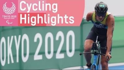 Video thumbnail of male Para cylcing athlete in action and text "Tokyo 2020 Paralympic Games Cycling Highlights". 